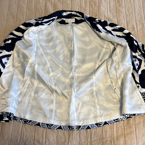 Scapa Lauren Perre Button Front Blazer/Jacket Blue/White Fully Lined Size 6 - Picture 9 of 10